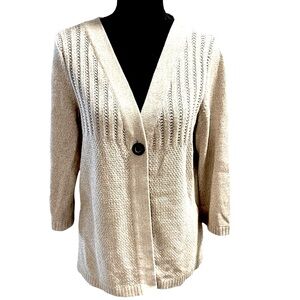 Christopher and Banks Beige Cotton Single Button Shrug Cardigan Size Medium